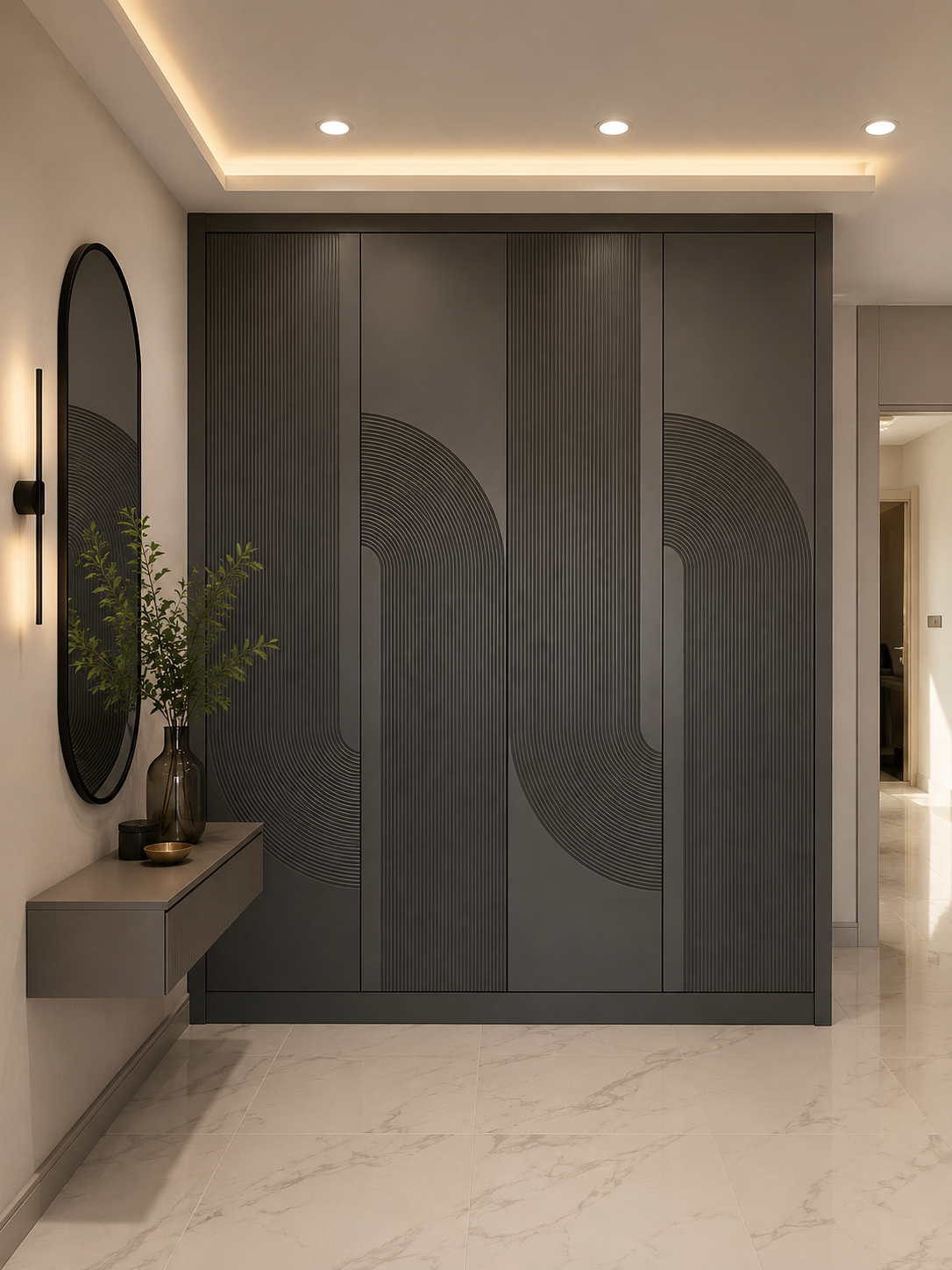 Antrasit CNC Yatak Odası Dolabı