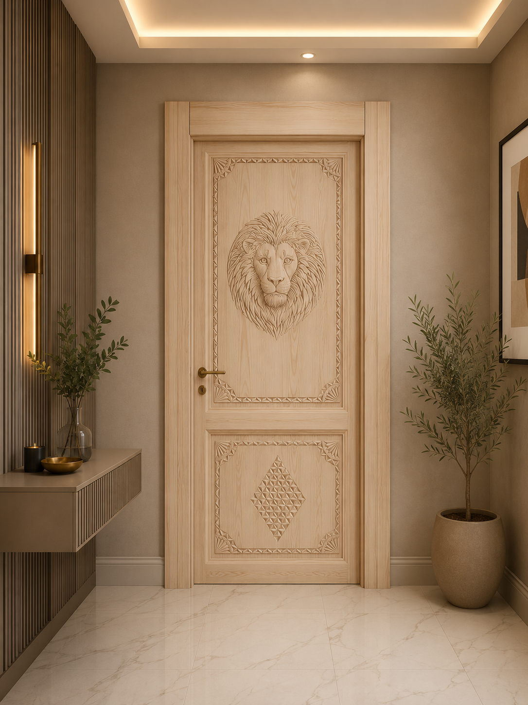 Aslan Figürlü CNC Kapı
